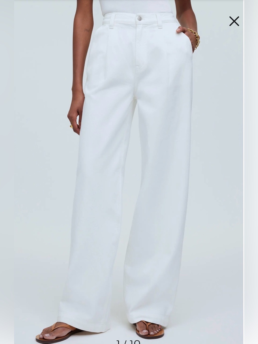 Madewell Harlow White Wide Leg Trousers - AIRY DENIM 27